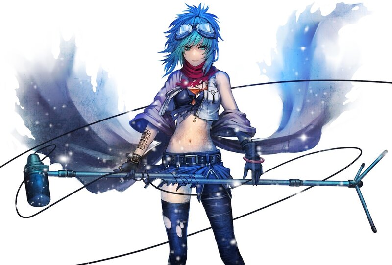 blue-haired anime character with microphone