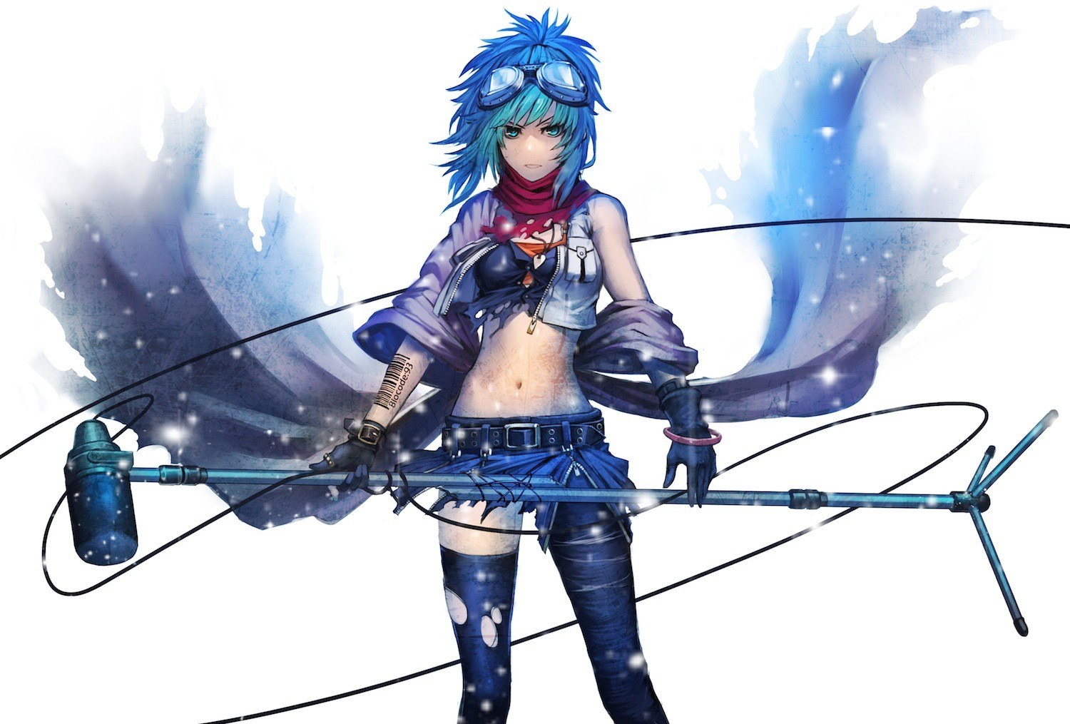 blue-haired anime character with microphone