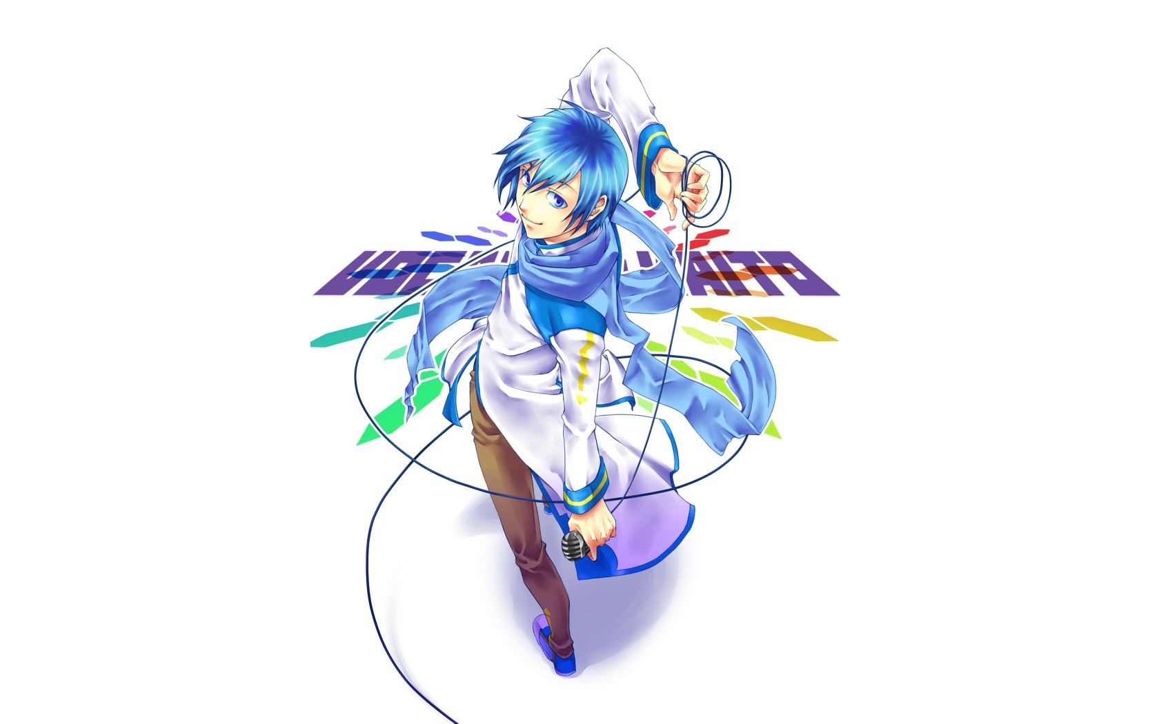 Blue-haired anime character with microphone
