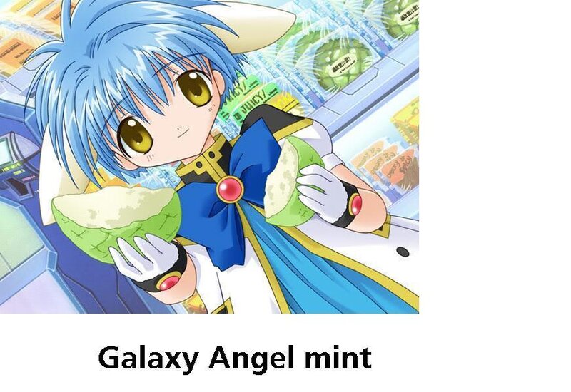 Blue-haired anime character with mint