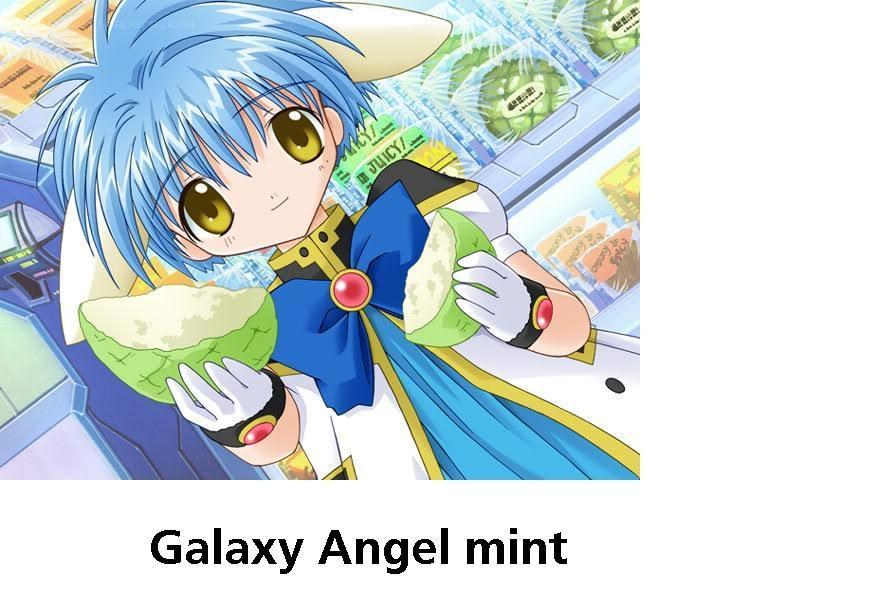 Blue-haired anime character with mint