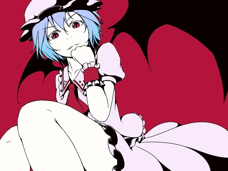 blue-haired anime character with red eyes