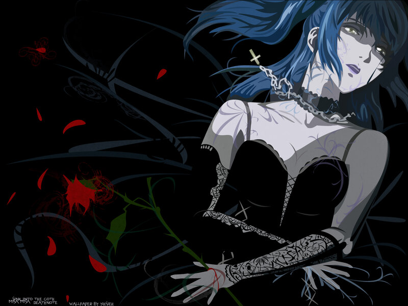 Blue-haired anime character with rose