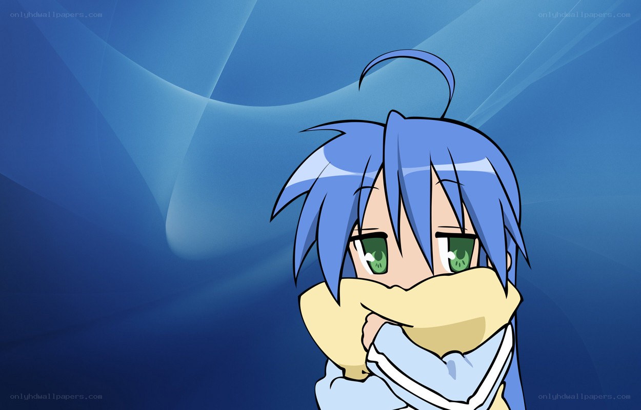 blue-haired anime character with scarf