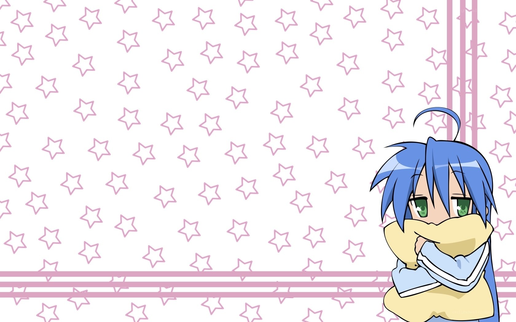 blue-haired anime character with scarf