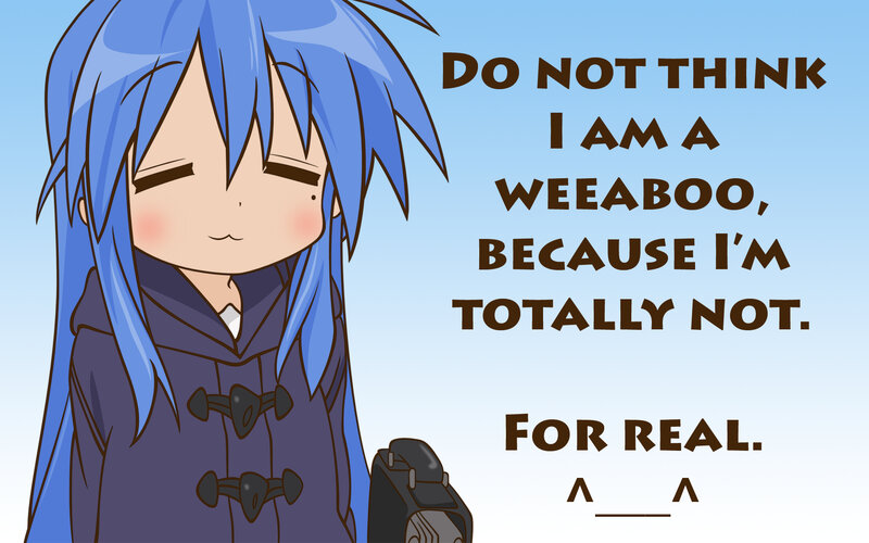 blue-haired anime character with text