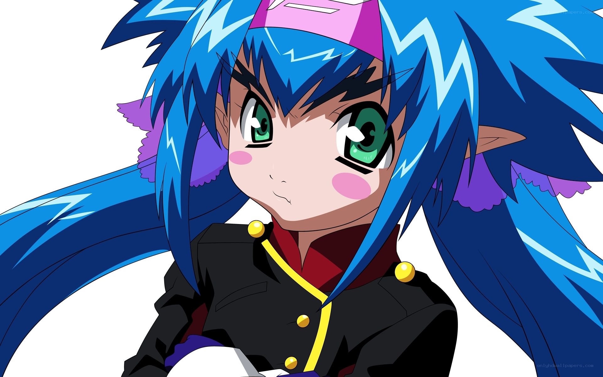 blue-haired anime character