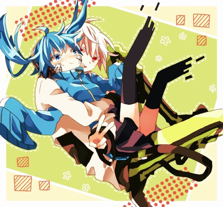 Blue-haired anime couple