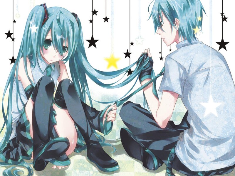 Blue-haired Anime Couple — Blue