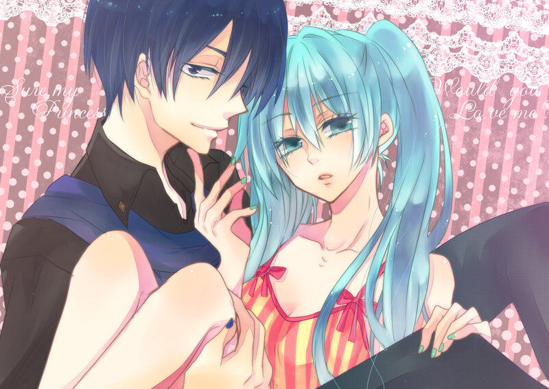 Blue-haired Anime Couple — Pink