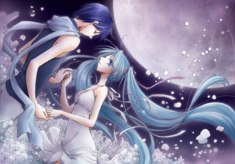Blue-haired Anime Couple — Purple