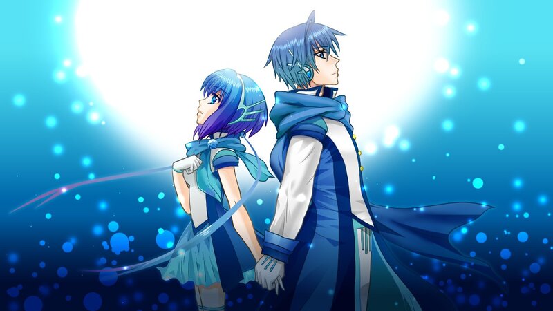 blue-haired anime couple