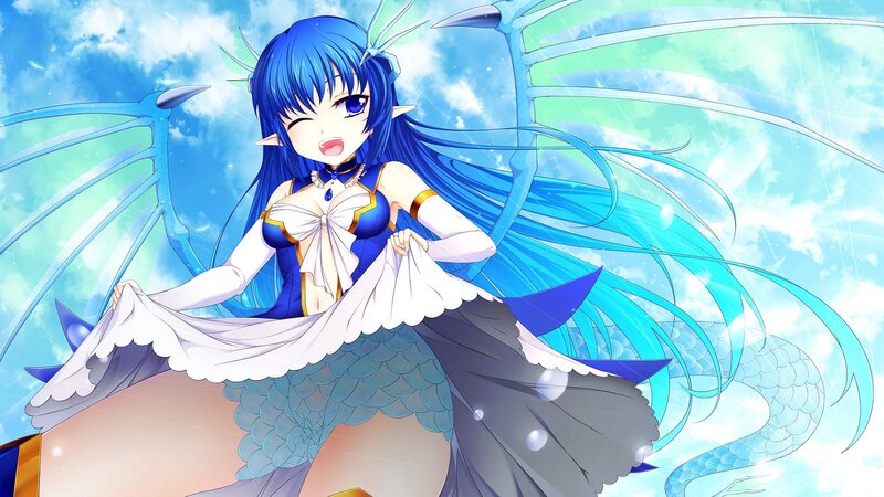 blue-haired anime dragon girl