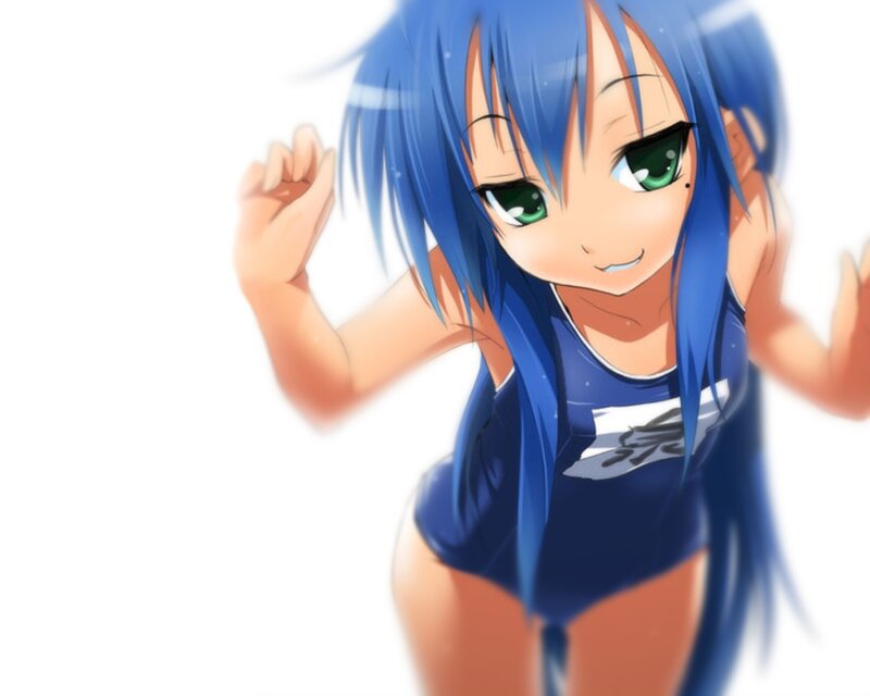 blue-haired anime girl