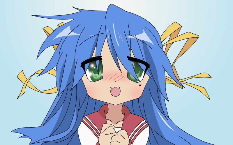 blue-haired anime girl