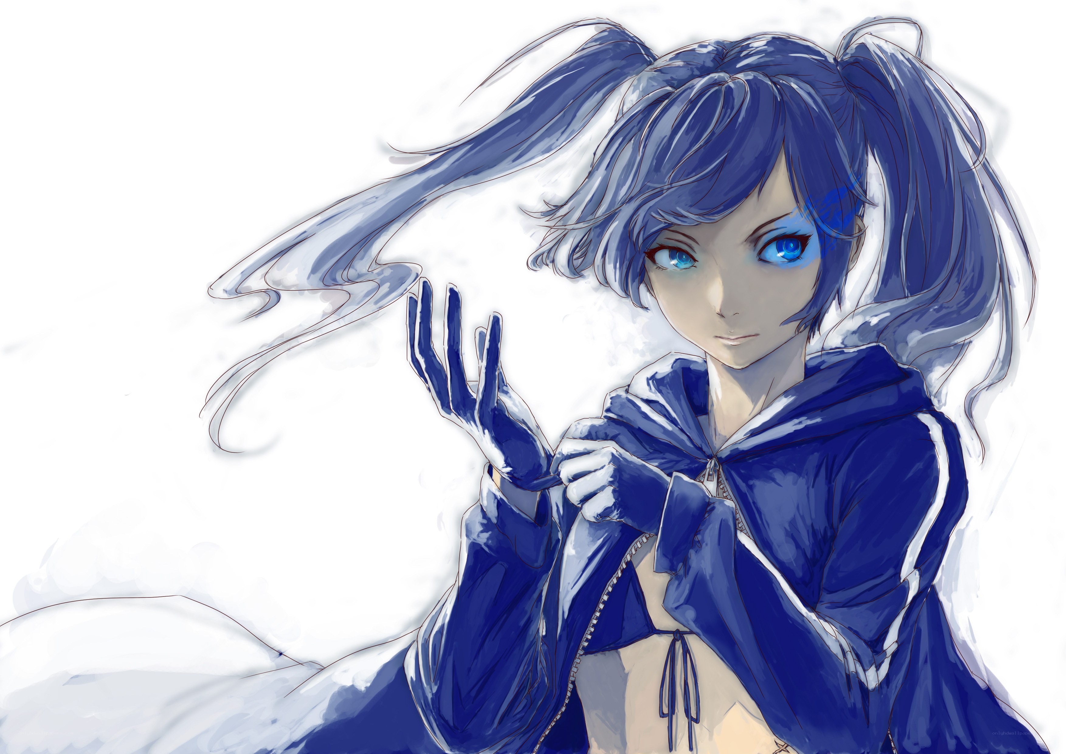 blue-haired anime girl