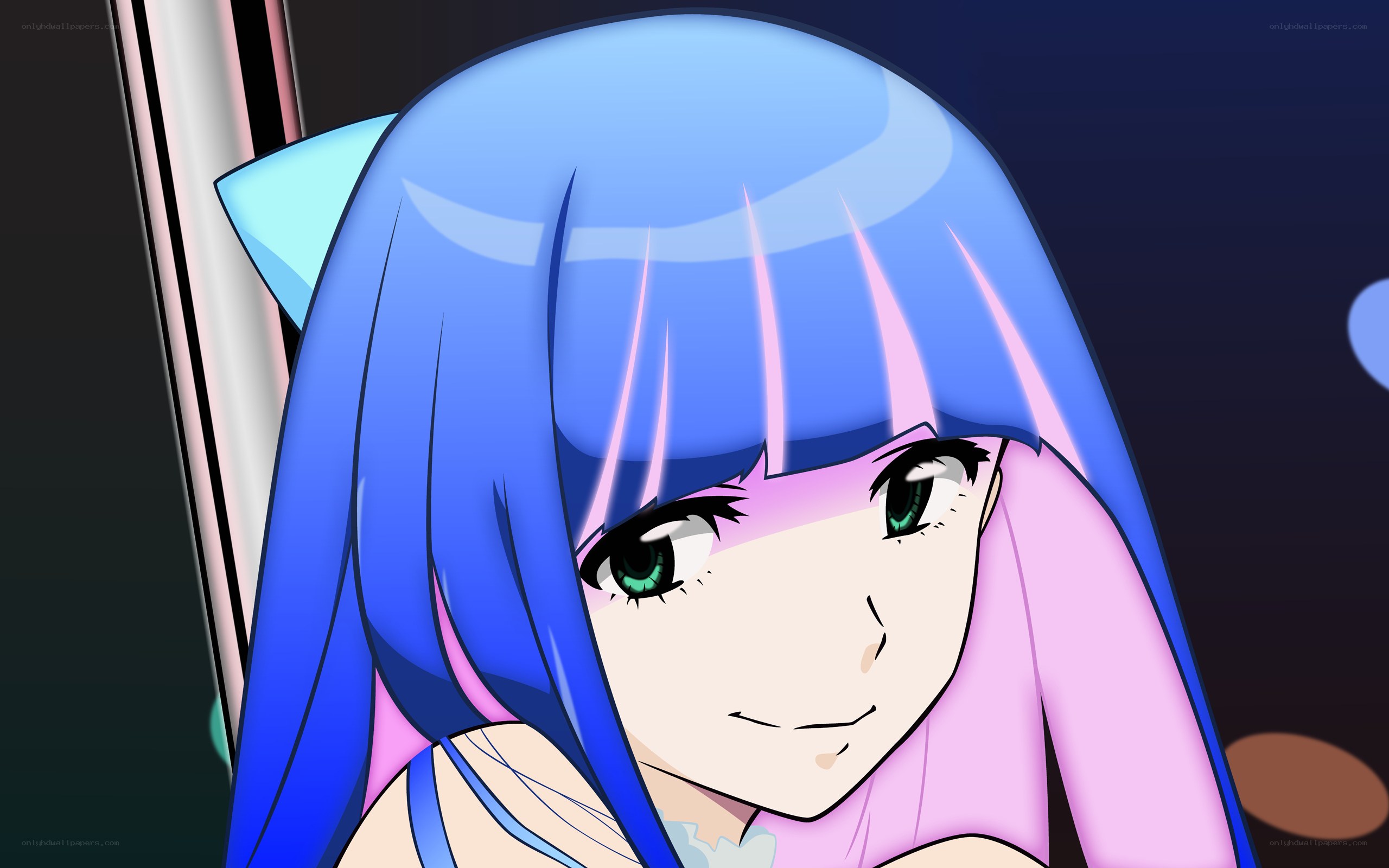 blue-haired anime girl
