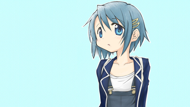 blue-haired anime girl