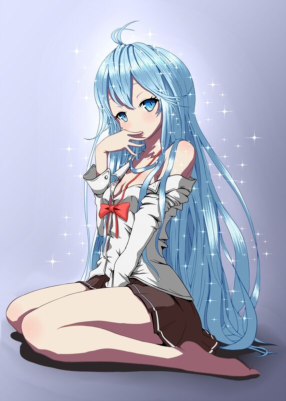 blue-haired anime girl