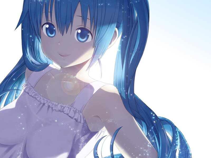 blue-haired anime girl