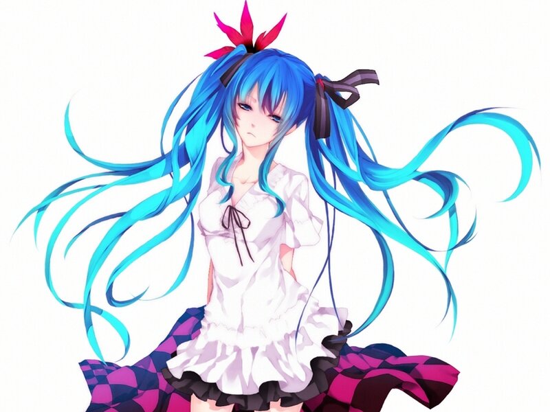 blue-haired anime girl