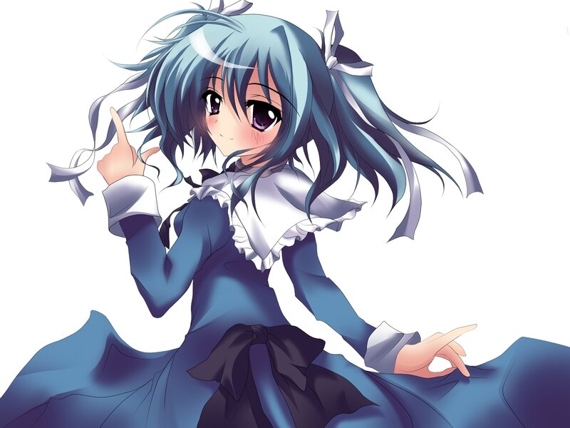 blue-haired anime girl