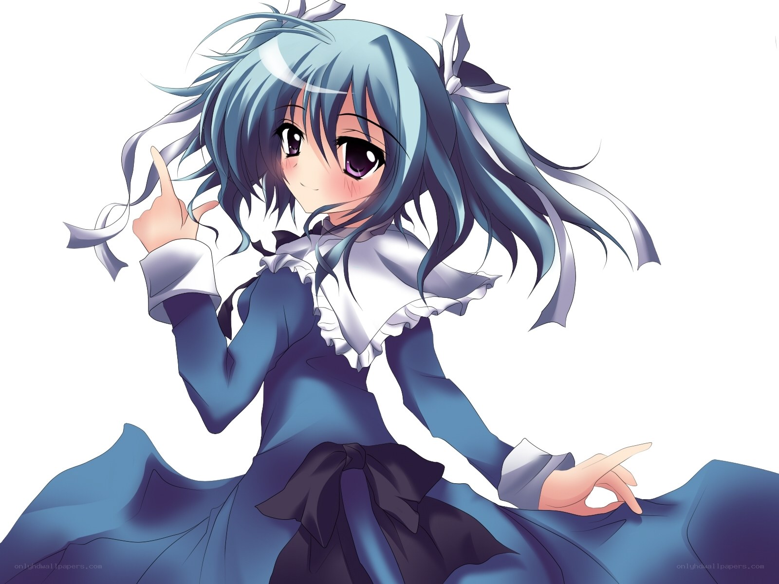 blue-haired anime girl