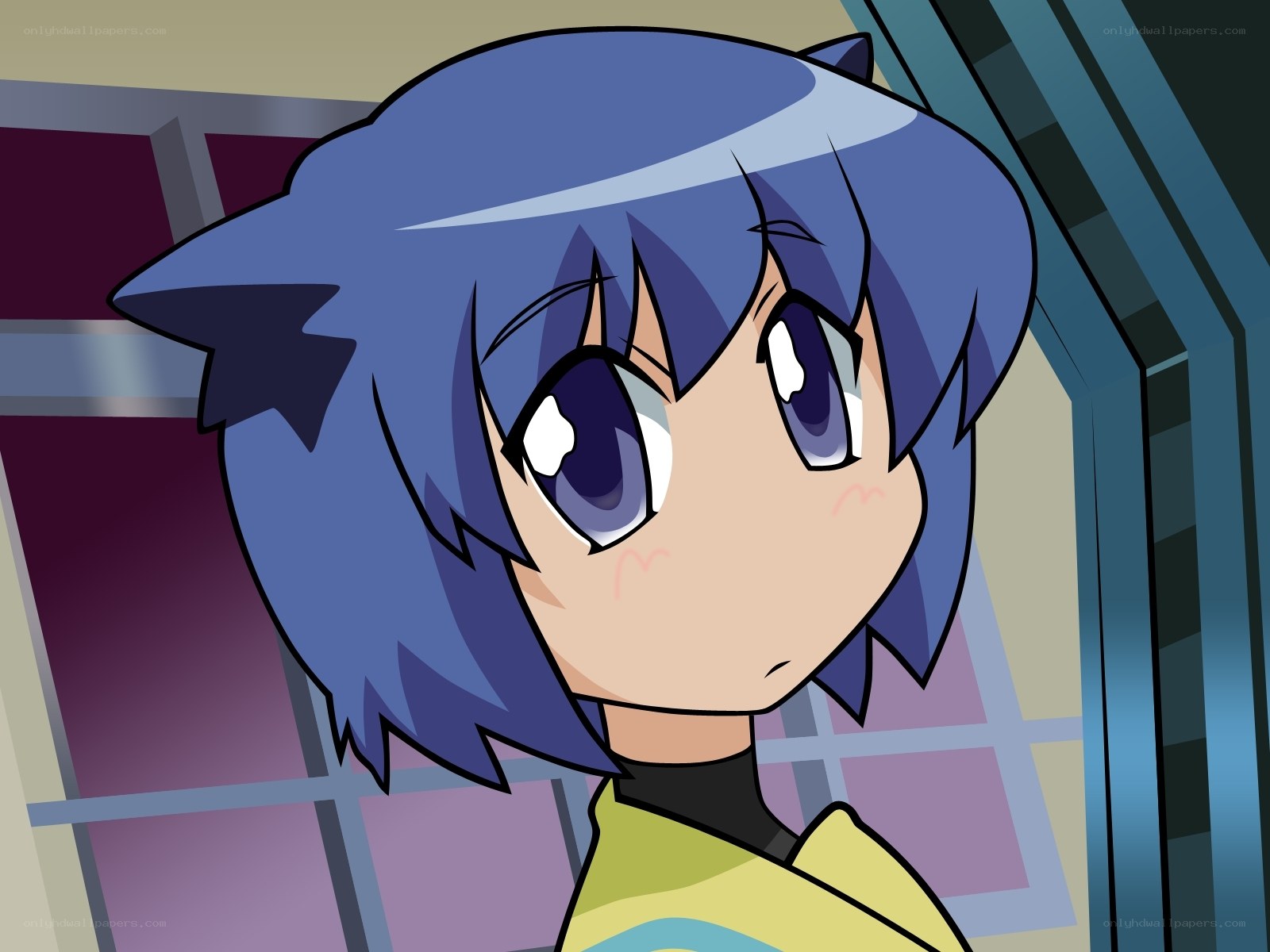 blue-haired anime girl