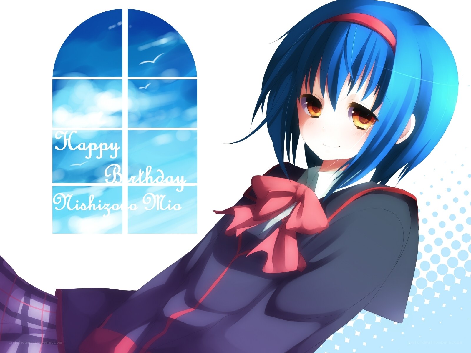 Blue-haired anime girl birthday card
