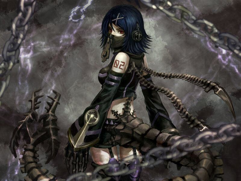 Blue-haired Anime Girl — Black, Dark, Dramatic
