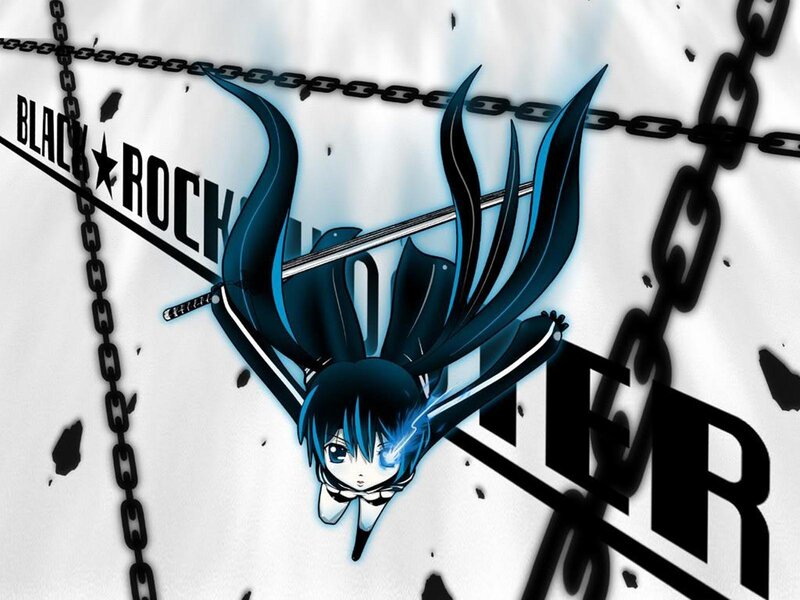 Blue-haired Anime Girl — Black, Dramatic, Chains