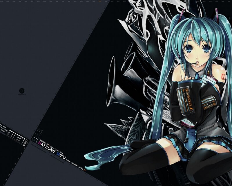 Blue-haired Anime Girl — Black, Dramatic, Robotic Armor, Long Hair