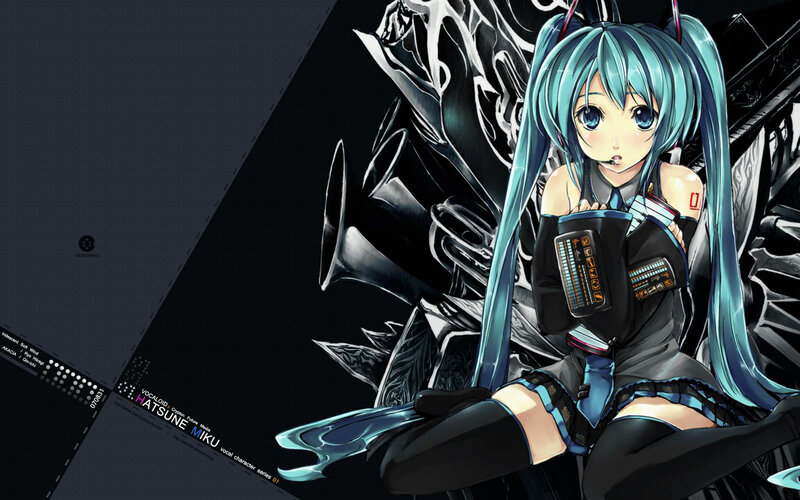 Blue-haired Anime Girl — Black, Dramatic, Robotic Armor