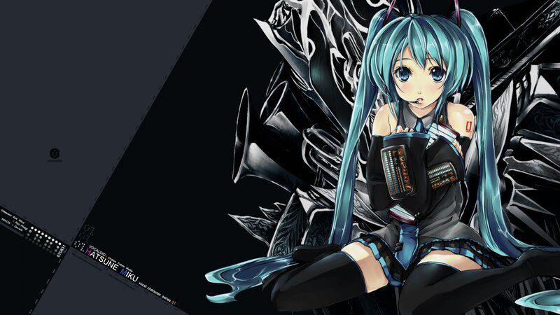 Blue-haired Anime Girl — Black, Dramatic