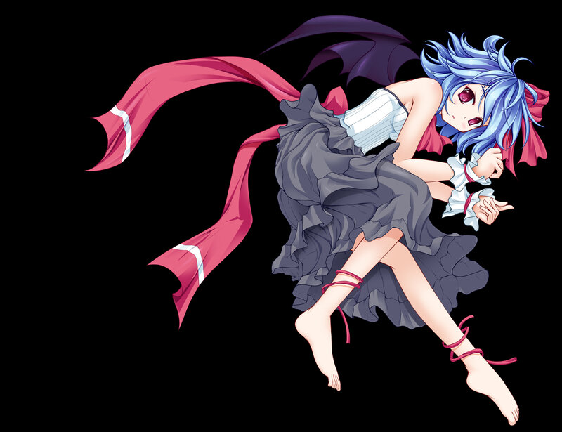 Blue-haired Anime Girl — Black, Dramatic, Wings