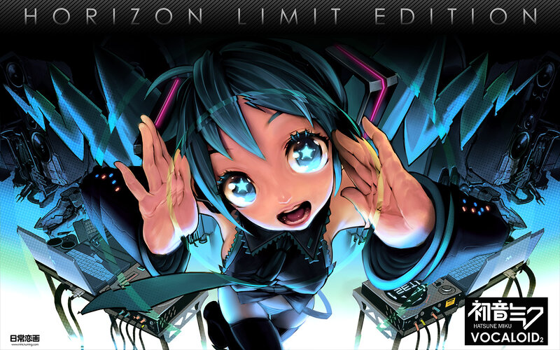 Blue-haired Anime Girl — Black, Energetic, Digital Art