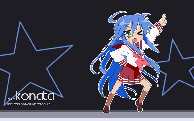Blue-haired Anime Girl — Black, Playful