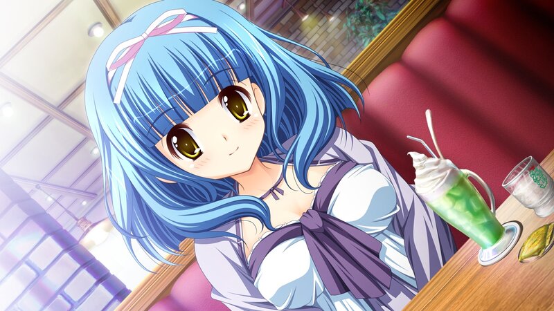 Blue-haired Anime Girl — Blue, Calm, Afternoon, Drink