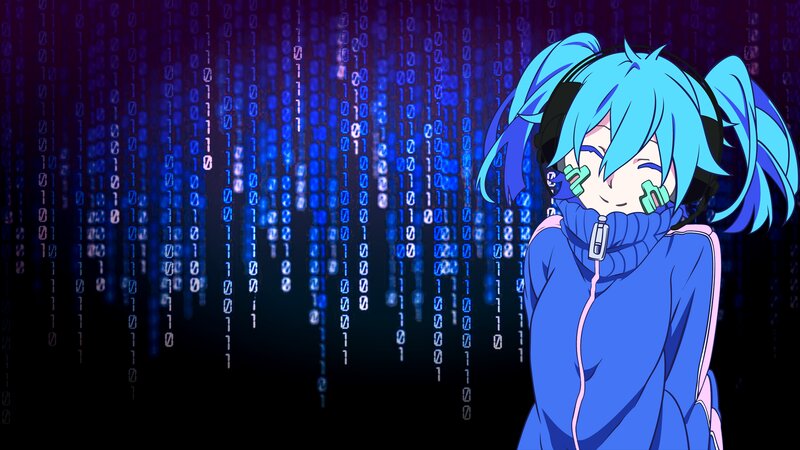 Blue-haired Anime Girl — Blue, Calm, Binary Code