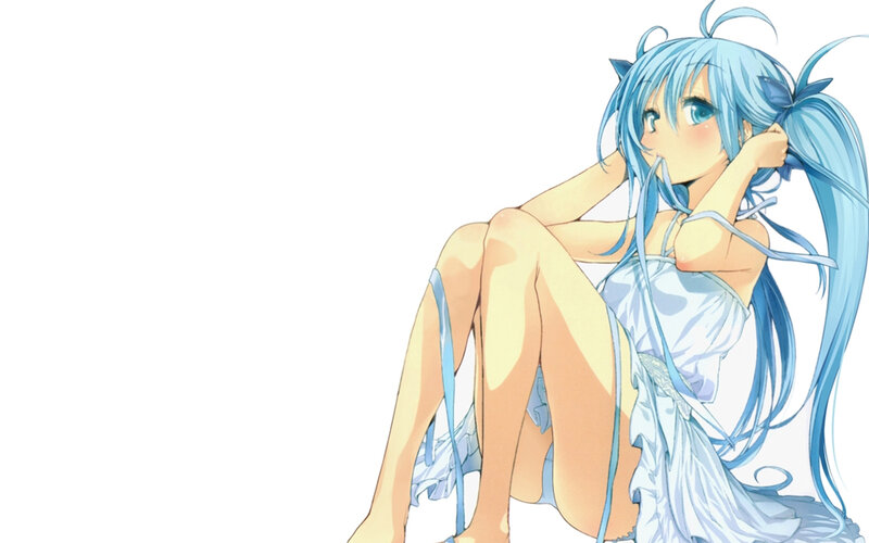 Blue-haired Anime Girl — Blue, Calm, Cat Ears, Long Hair