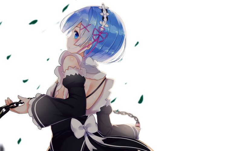 Blue-haired Anime Girl — Blue, Calm, Chain