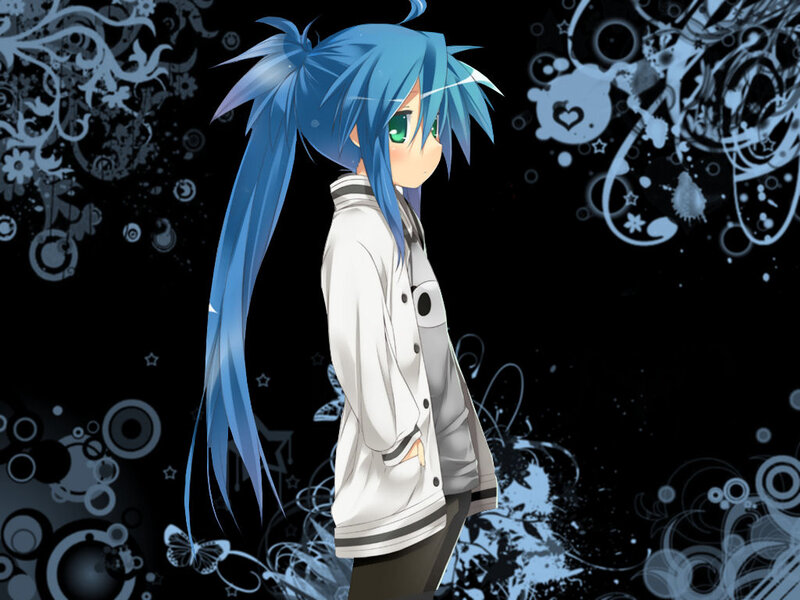 Blue-haired Anime Girl — Blue, Calm, Coat