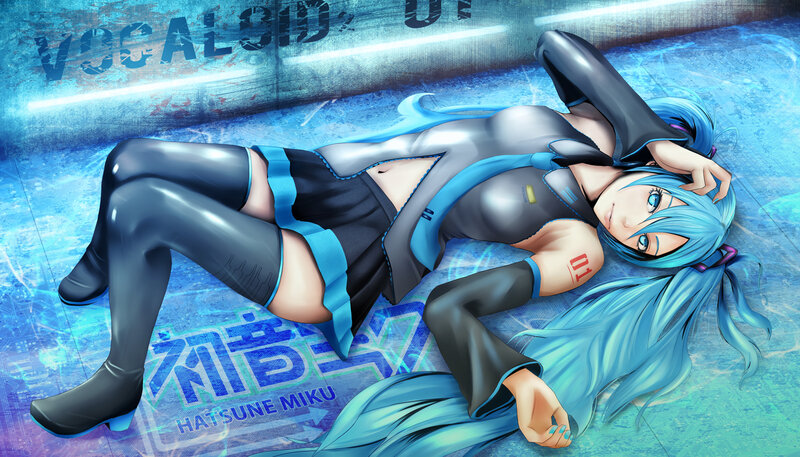 Blue-haired Anime Girl — Blue, Calm, Digital Art, Anime Character