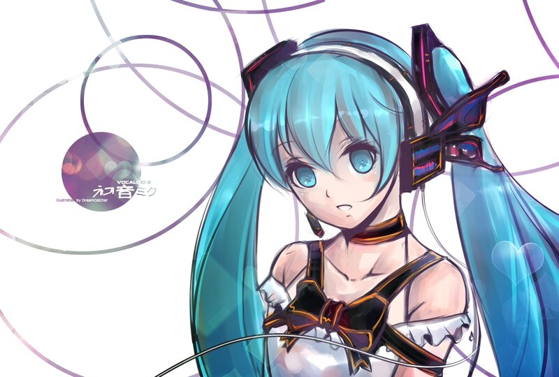 Blue-haired Anime Girl — Blue, Calm, Digital Art, Headphones