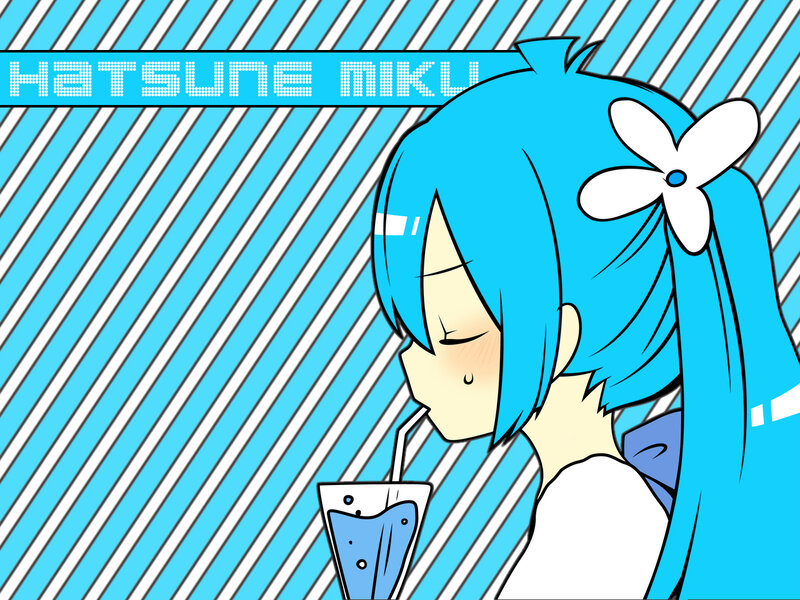 Blue-haired Anime Girl — Blue, Calm, Drink