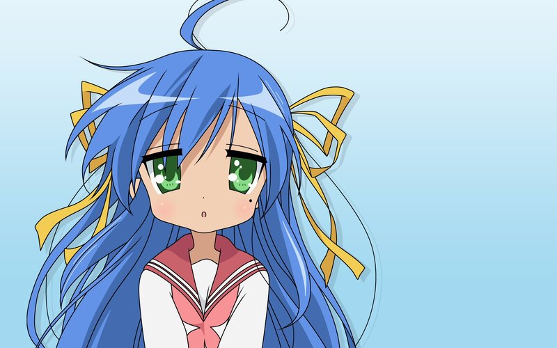 Blue-haired Anime Girl — Blue, Calm, Green Eyes, Sailor Uniform