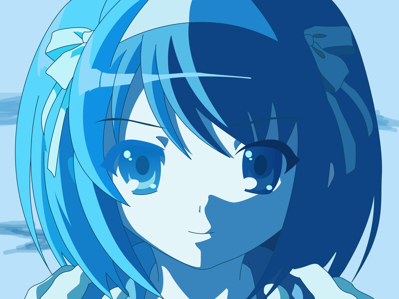 Blue-haired Anime Girl — Blue, Calm, Hair, Eyes