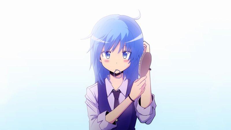Blue-haired Anime Girl — Blue, Calm, Hairbrush