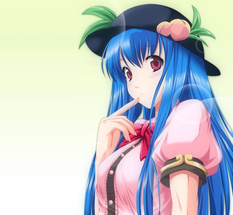 Blue-haired Anime Girl — Blue, Calm, Hat, Pink Dress