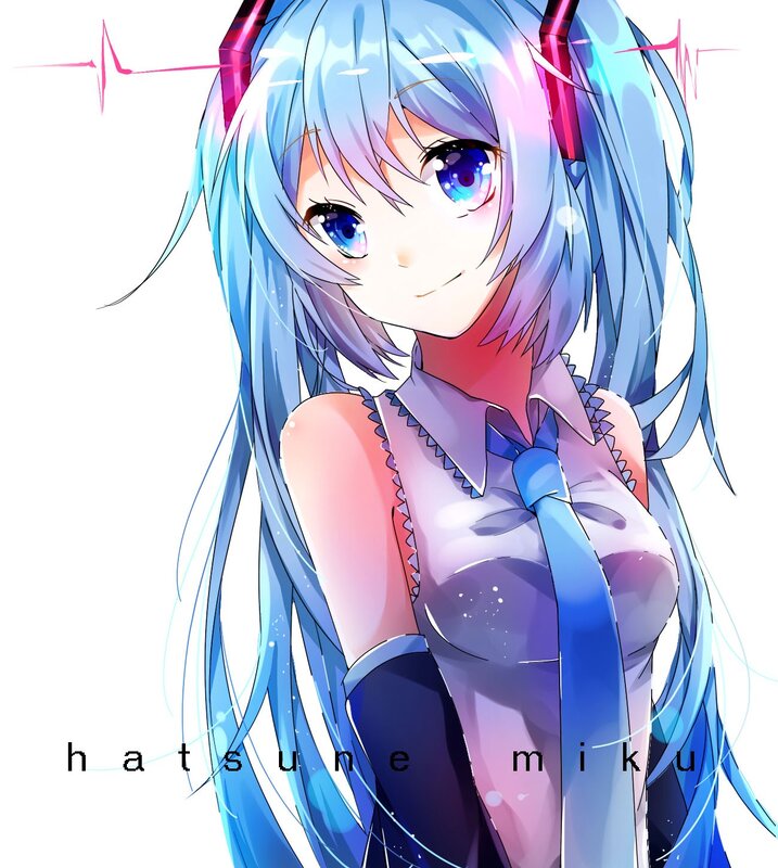 Blue-haired Anime Girl — Blue, Calm, Headphones, Tie